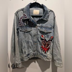 maje embroidered denim jacket, women's medium